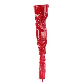 Pleaser ADORE-3000 Stivali Sopra Il Ginocchio Con Plateau Vernice Rosso EU-41 / US-11