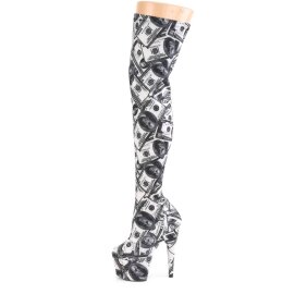 Pleaser ADORE-3000DP Stivali Sopra Il Ginocchio Con Plateau Nero Bianco EU-40 / US-10