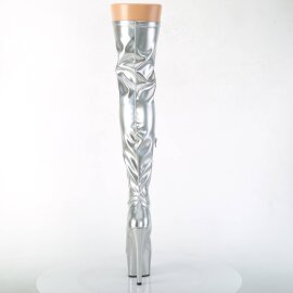 Pleaser ADORE-3000HWR Stivali Sopra Il Ginocchio Con Plateau Holo Argento EU-35 / US-5