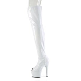 Pleaser ADORE-3011HWR Stivali Sopra Il Ginocchio Con Plateau Holo Bianco EU-41 / US-11