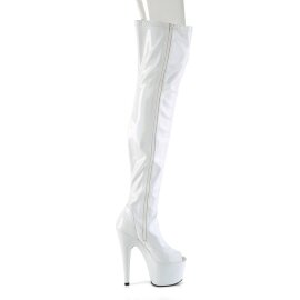 Pleaser ADORE-3011HWR Stivali Sopra Il Ginocchio Con Plateau Holo Bianco EU-41 / US-11