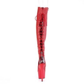 Pleaser ADORE-3019 Stivali Sopra Il Ginocchio Con Plateau Similpelle Rosso EU-41 / US-11