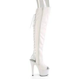 Pleaser ADORE-3019 Stivali Sopra Il Ginocchio Con Plateau Similpelle Bianco EU-40 / US-10