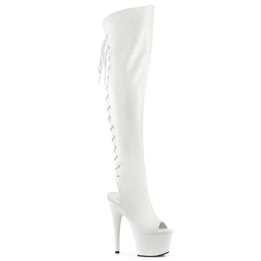 Pleaser ADORE-3019 Stivali Sopra Il Ginocchio Con Plateau Similpelle Bianco EU-38 / US-8