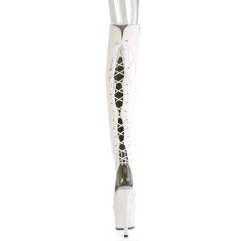 Pleaser ADORE-3019 Stivali Sopra Il Ginocchio Con Plateau Similpelle Bianco EU-39 / US-9