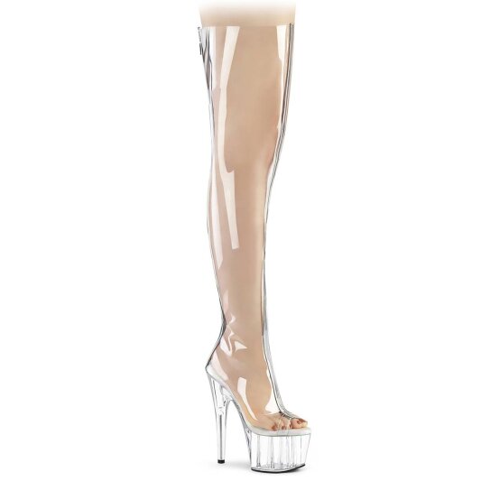 Pleaser ADORE-3021 Stivali Sopra Il Ginocchio Con Plateau Trasparente EU-35 / US-5