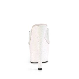 Pleaser ADORE-701LG Mules con Plateau Glitter Trasparente Rosa Chiaro EU-35 / US-5
