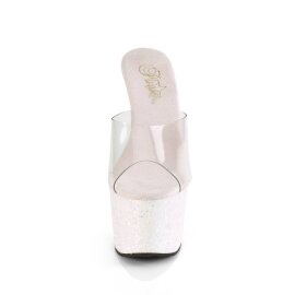 Pleaser ADORE-701LG Mules con Plateau Glitter Trasparente Rosa Chiaro EU-38 / US-8