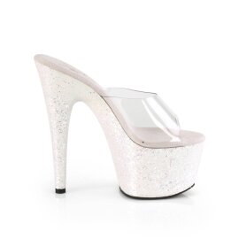 Pleaser ADORE-701LG Mules con Plateau Glitter Trasparente Rosa Chiaro EU-38 / US-8