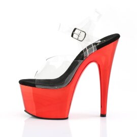 Pleaser ADORE-708 Sandali con Plateau Cromato Trasparente Rosso EU-38 / US-8