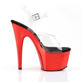 Pleaser ADORE-708 Sandali con Plateau Cromato Trasparente Rosso EU-38 / US-8