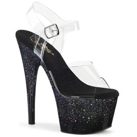 Pleaser ADORE-708SS Sandali con Plateau Glitter Trasparente Nero EU-42 / US-12