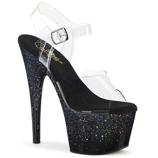 Pleaser ADORE-708SS Sandali con Plateau Glitter Trasparente Nero EU-36 / US-6