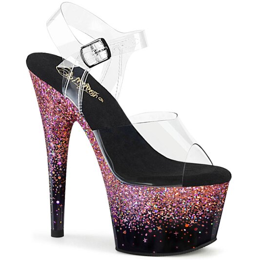 Pleaser ADORE-708SS Sandali con Plateau Glitter Trasparente Rosa EU-42 / US-12