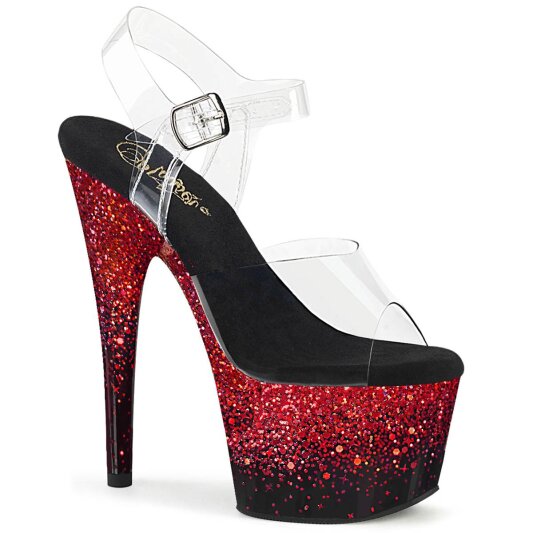 Pleaser ADORE-708SS Sandali con Plateau Glitter Trasparente Rosso EU-40 / US-10