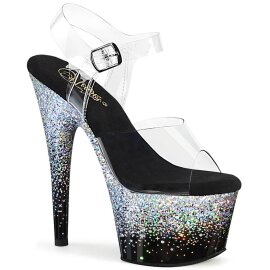 Pleaser ADORE-708SS Sandali con Plateau Glitter Trasparente Argento EU-37 / US-7