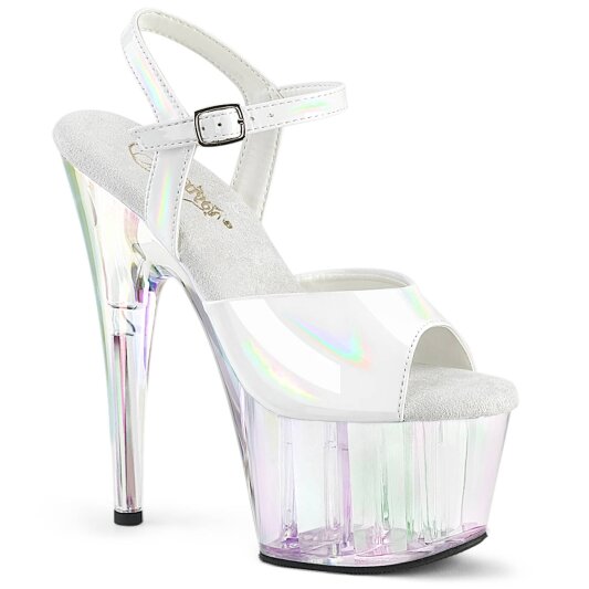 Pleaser ADORE-709HT Sandali con Plateau Ologramma Bianco Trasparente EU-35 / US-5