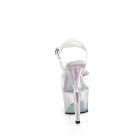 Pleaser ADORE-709HT Sandali con Plateau Ologramma Bianco Trasparente EU-35 / US-5