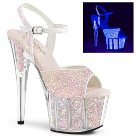 Pleaser ADORE-710UVG Sandali con Plateau Glitter Argento...