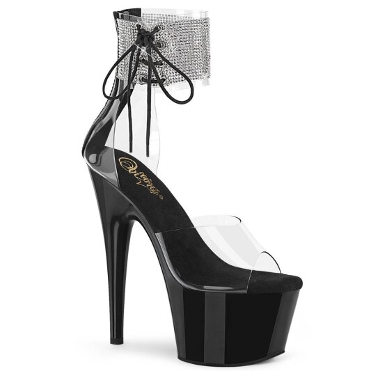 Pleaser ADORE-724RS Sandali con Plateau Strass Trasparente Nero EU-38 / US-8