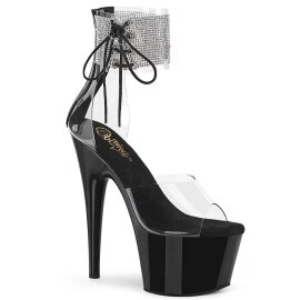 Pleaser ADORE-724RS Sandali con Plateau Strass Trasparente Nero EU-38 / US-8