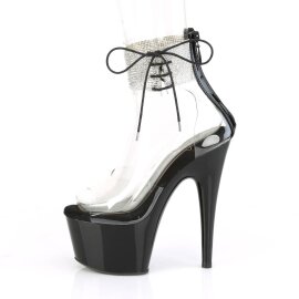 Pleaser ADORE-724RS Sandali con Plateau Strass Trasparente Nero EU-38 / US-8