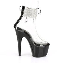 Pleaser ADORE-724RS Sandali con Plateau Strass Trasparente Nero EU-38 / US-8