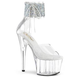 Pleaser ADORE-724RS-02 Sandali con Plateau Strass Trasparente EU-35 / US-5