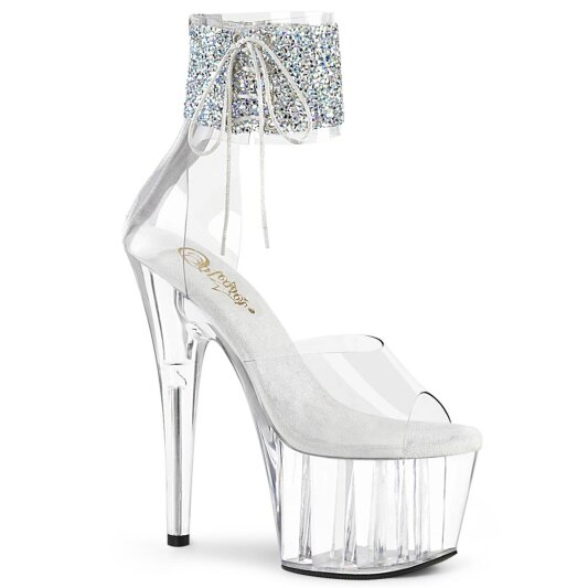 Pleaser ADORE-724RS-02 Sandali con Plateau Strass Trasparente EU-38 / US-8