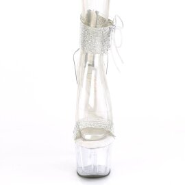 Pleaser ADORE-727RS Sandali con Plateau Strass Trasparente Argento EU-35 / US-5