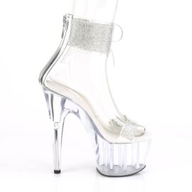 Pleaser ADORE-727RS Sandali con Plateau Strass Trasparente Argento EU-35 / US-5
