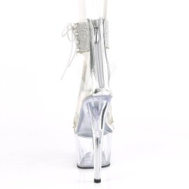 Pleaser ADORE-727RS Sandali con Plateau Strass Trasparente Argento EU-38 / US-8