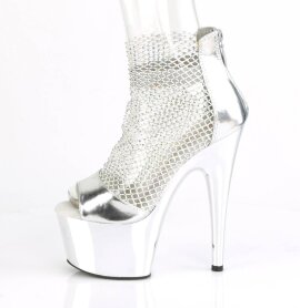 Pleaser ADORE-765RM Sandali con Plateau Rete Cromato Argento EU-39 / US-9