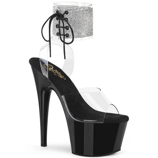 Pleaser ADORE-791-2RS Sandali con Plateau Vernice Strass Trasparente Nero EU-41 / US-11