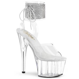 Pleaser ADORE-791-2RS Sandali con Plateau Vernice Strass Trasparente EU-35 / US-5