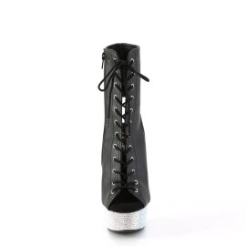 Pleaser BEJEWELED-1016-6 Stivaletti con Plateau Similpelle Strass Nero Argento EU-41 / US-11