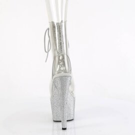 Pleaser BEJEWELED-1016C-2-7 Stivaletti con Plateau Strass Trasparente Argento EU-35 / US-5