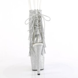 Pleaser BEJEWELED-1017RSF-7 Stivaletti con Plateau Strass Trasparente Argento EU-41 / US-11