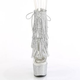 Pleaser BEJEWELED-1017RSF-7 Stivaletti con Plateau Strass Trasparente Argento EU-35 / US-5
