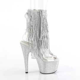 Pleaser BEJEWELED-1017RSF-7 Stivaletti con Plateau Strass Trasparente Argento EU-35 / US-5