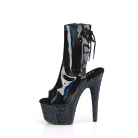 Pleaser BEJEWELED-1018DM-7 Stivaletti con Plateau Ologramma Strass Nero EU-41 / US-11