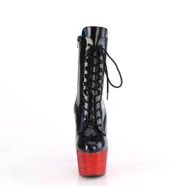 Pleaser BEJEWELED-1020-7 Stivaletti con Plateau Ologramma Strass Nero Rosso EU-35 / US-5