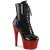 Pleaser BEJEWELED-1020-7 Stivaletti con Plateau Ologramma Strass Nero Rosso EU-35 / US-5