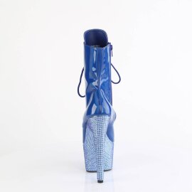 Pleaser BEJEWELED-1020-7 Stivaletti con Plateau Ologramma Strass Blu EU-36 / US-6