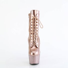 Pleaser BEJEWELED-1020-7 Stivaletti con Plateau Ologramma Strass Dorato Rosa EU-35 / US-5