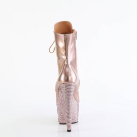 Pleaser BEJEWELED-1020-7 Stivaletti con Plateau Ologramma Strass Dorato Rosa EU-35 / US-5
