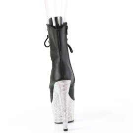 Pleaser BEJEWELED-1021-7 Stivaletti con Plateau Similpelle Strass Nero Argento EU-35 / US-5