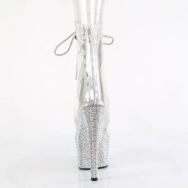 Pleaser BEJEWELED-1021C-7 Stivaletti con Plateau Strass Trasparente Argento EU-36 / US-6