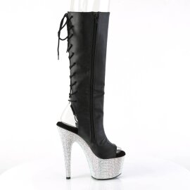 Pleaser BEJEWELED-2018-7 Stivaletti con Plateau Similpelle Strass Nero EU-41 / US-11
