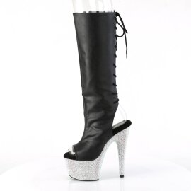 Pleaser BEJEWELED-2018-7 Stivaletti con Plateau Similpelle Strass Nero EU-42 / US-12